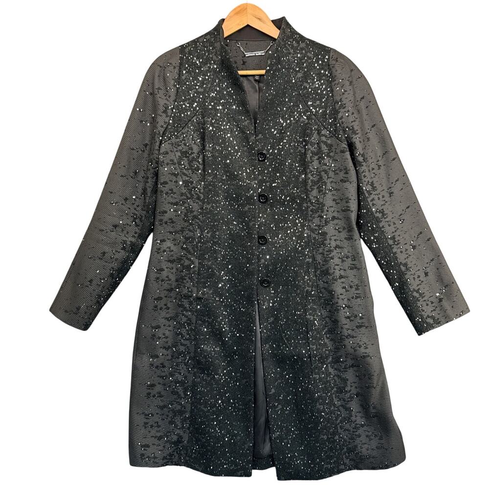 White House Black Market Sparkly Sequined Black Dressy Topper Coat Women Small